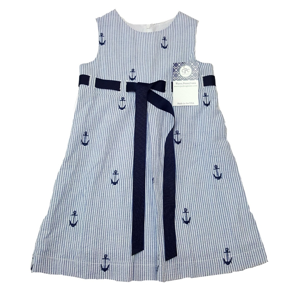 CPC Designs anchors dress blue and white 3T